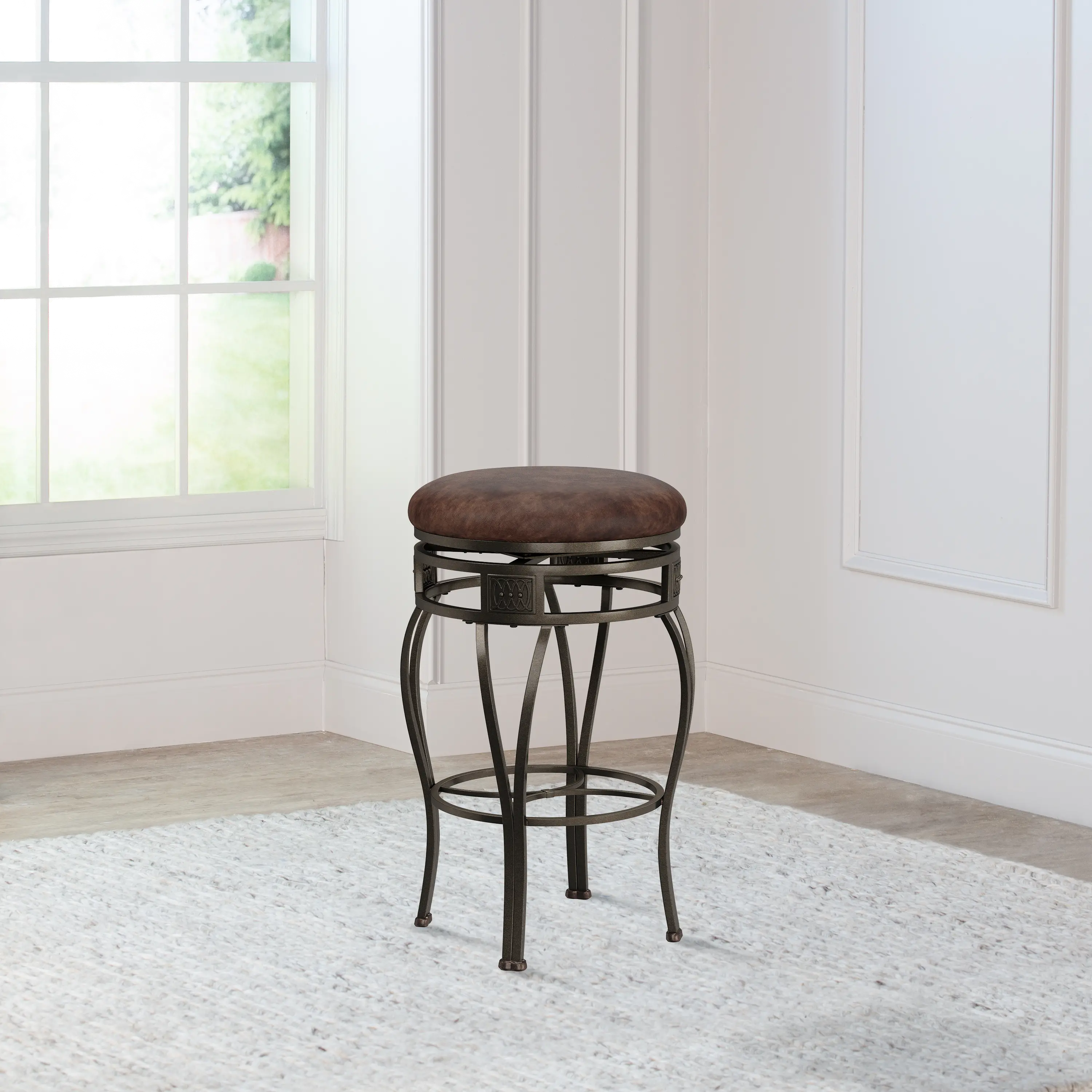 Montello Traditional Old Steel Backless Swivel Bar Height Stool...