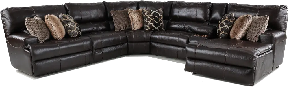 6PC/6436/PLR/CHOC Chocolate Brown 6 Piece Reclining Sectional with Right Chaise-1