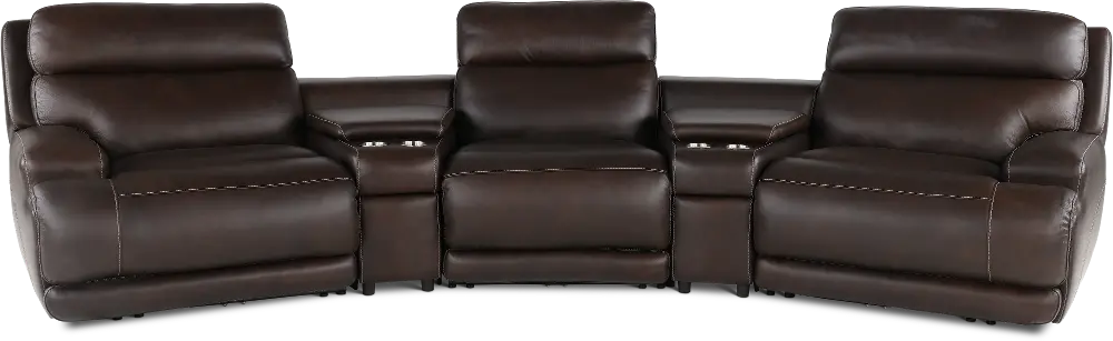 Brooks Chestnut 5-Piece Power Reclining Home Theater Seating-1