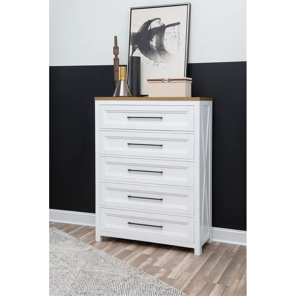 Franklin Oak and White Chest of Drawers-1