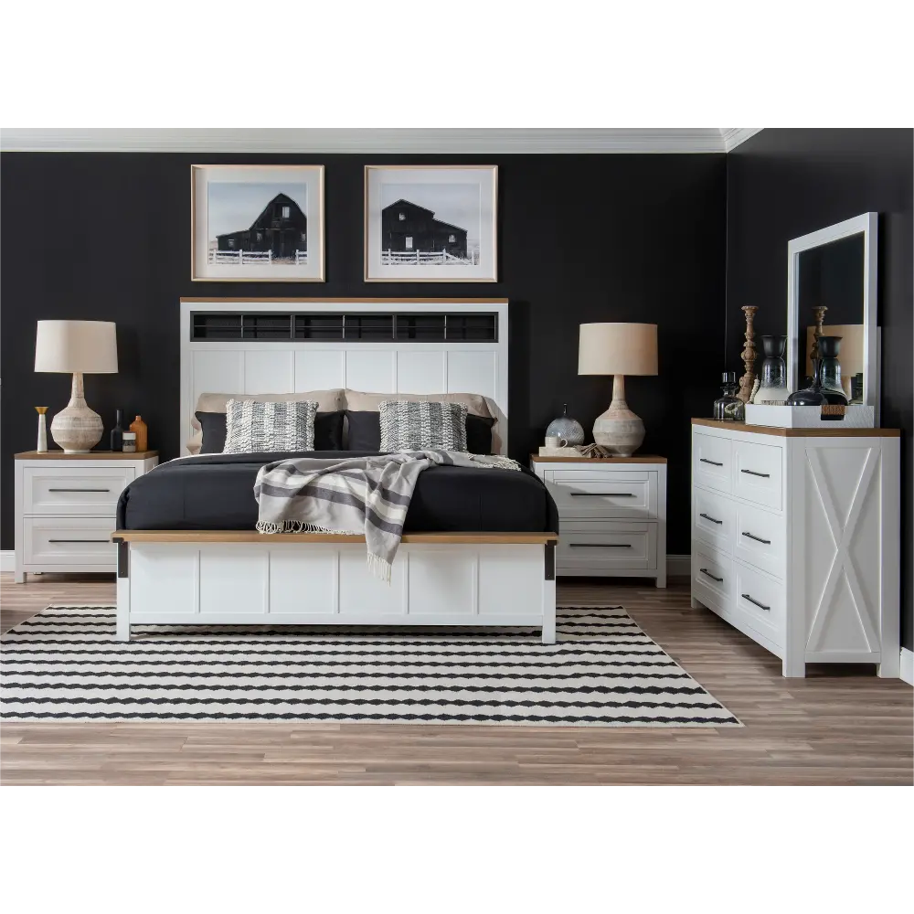 Franklin Oak and White 4 Piece Queen Bedroom Set-1