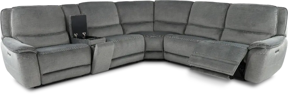 Capri Pewter Gray 6 Piece Reclining Sectional-1