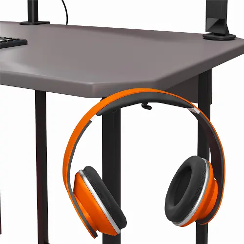 Quest Gray Gaming L-Desk with CPU Stand