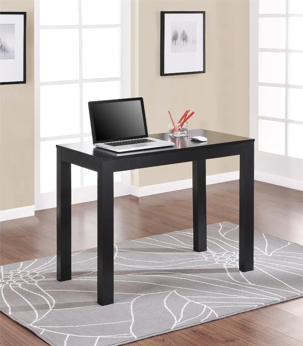 Parsons Black Computer Desk with Drawer-1