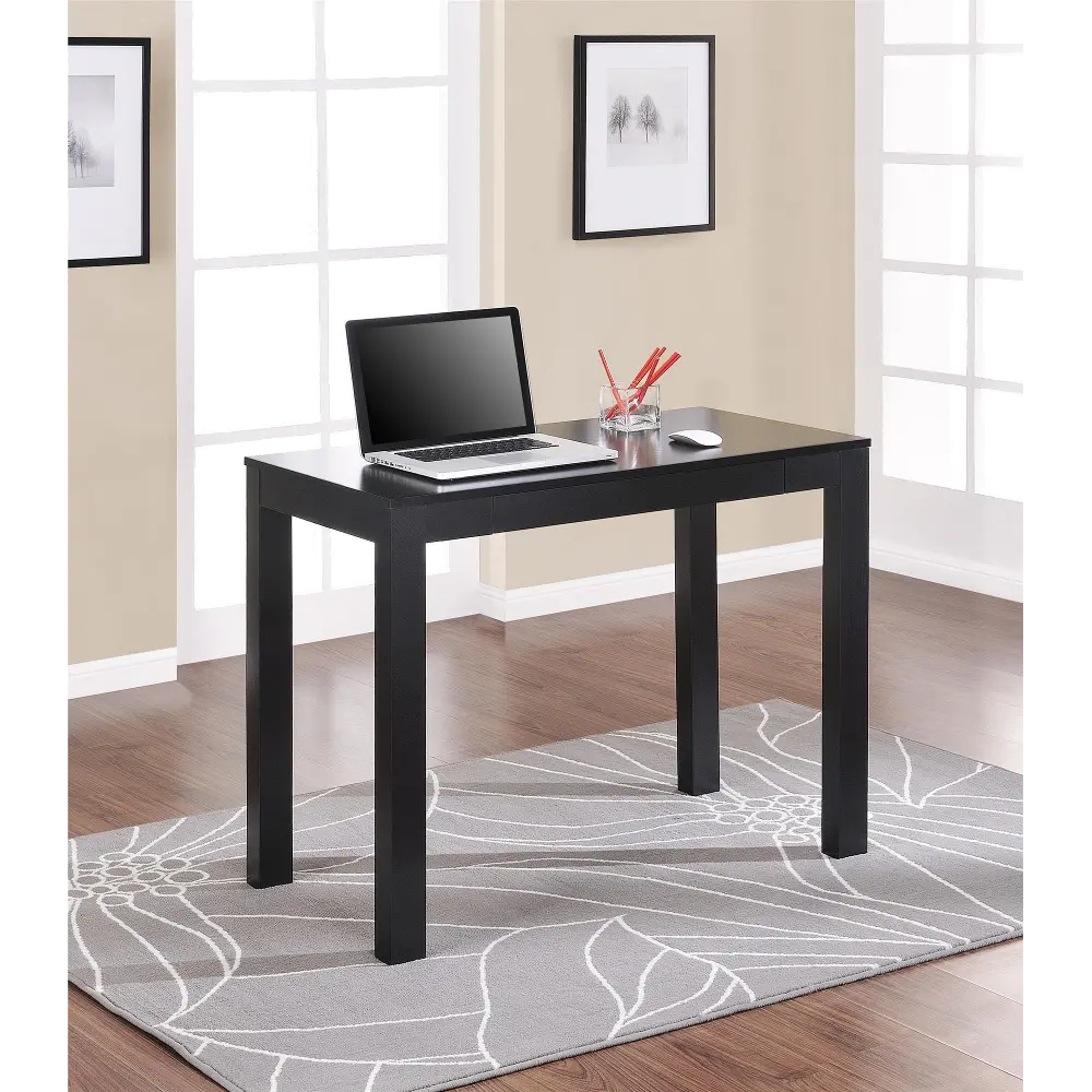 Parsons Black Computer Desk with Drawer-1