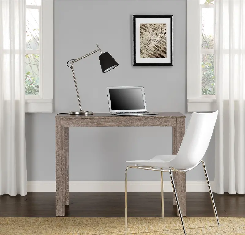 Parsons Contemporary Distressed Gray Oak Computer Desk With Drawer Rc Willey Parsons Contemporary Distressed Gray, Mainstays Parsons Console Table Rustic Oak