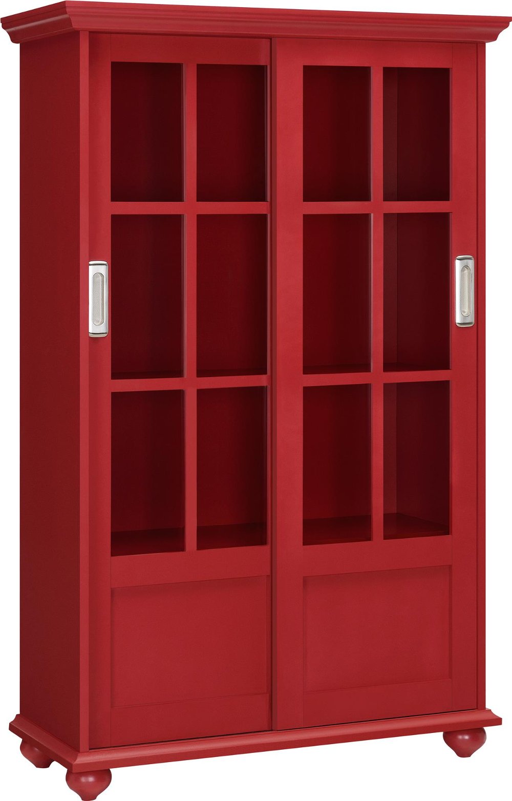 112590063 Aaron Lane Red Bookcase with Sliding Glass Doors sku 112590063