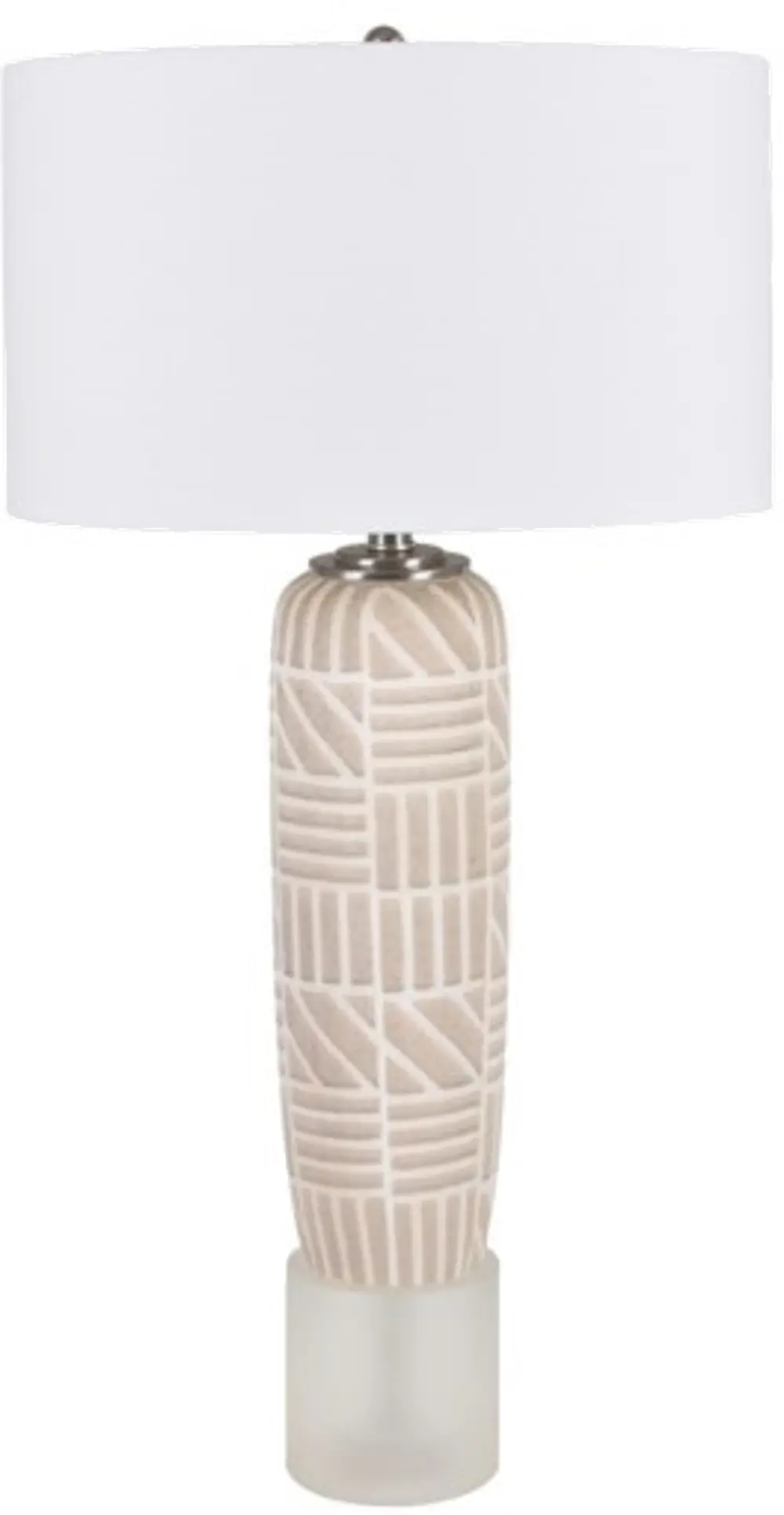 Cream and Crystal Brick Table Lamp-1