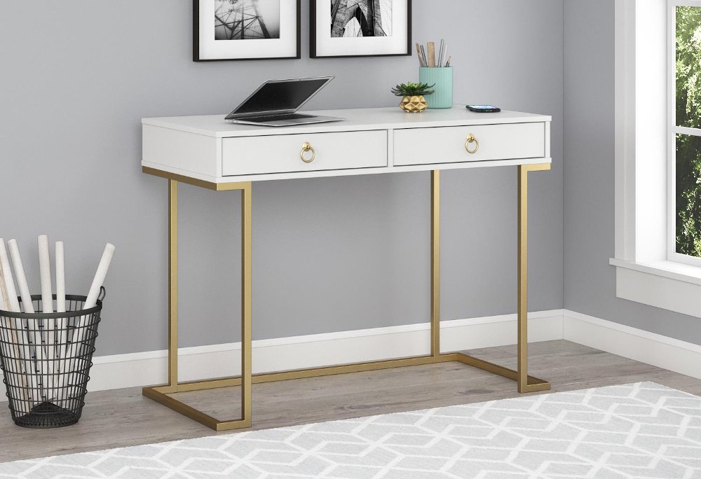 112590624 Serenity Contemporary White Computer Desk sku 112590624