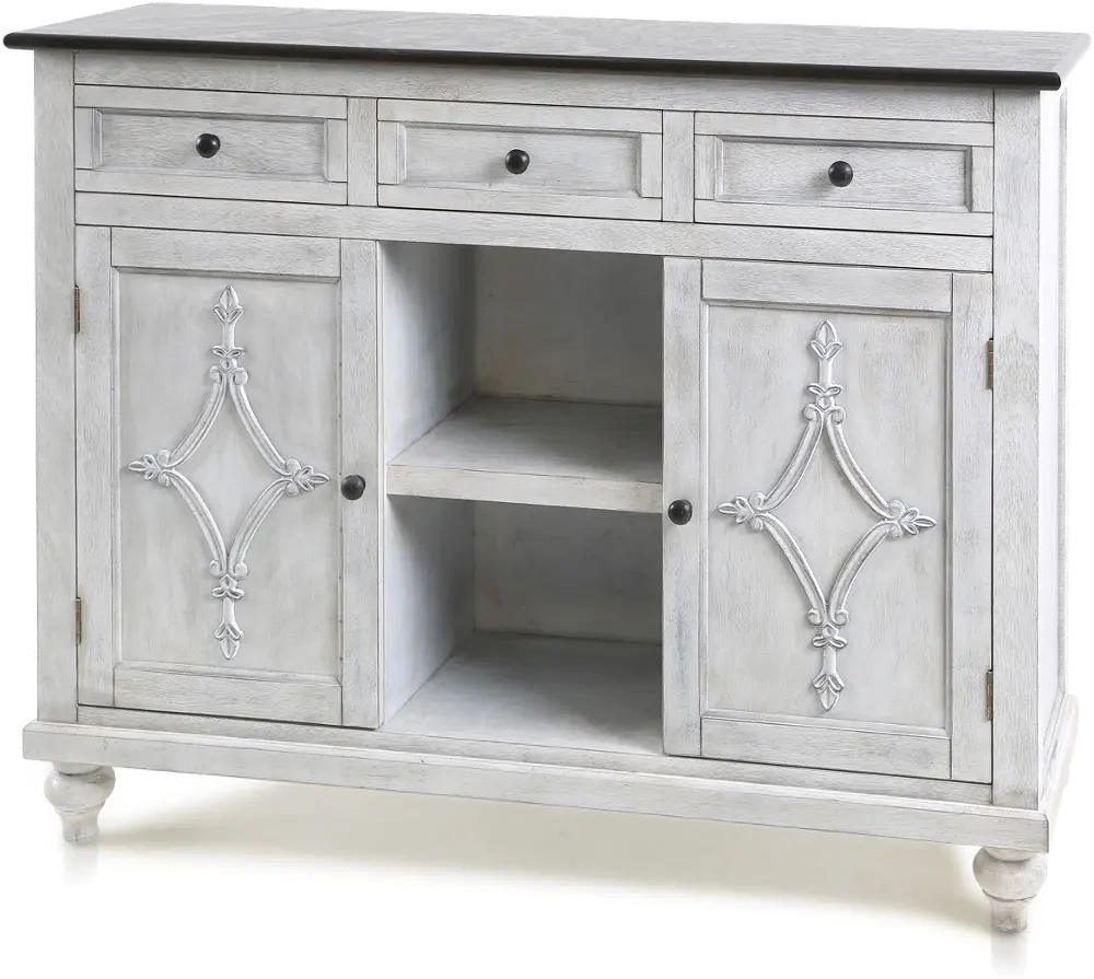 Old World Gray Turnberry Console Cabinet-1