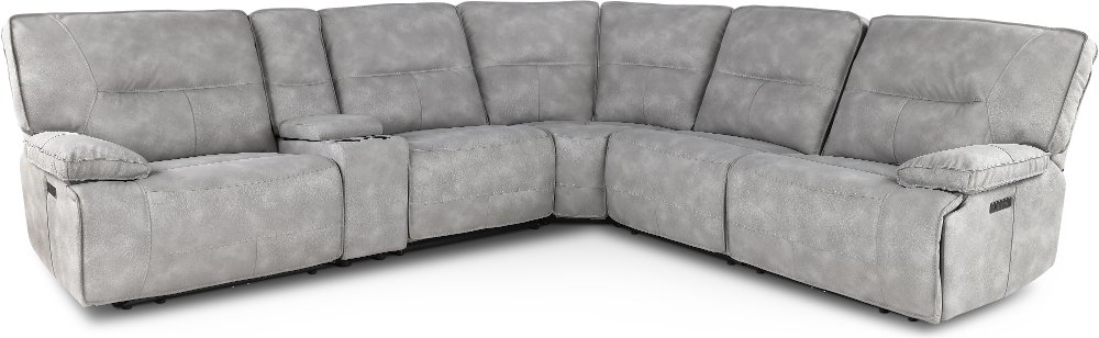 Spartacus Sky Gray 6-Piece Power Reclining Sectional