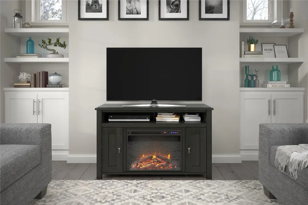 Farmington Black Oak 50  Electric Fireplace TV Console-1