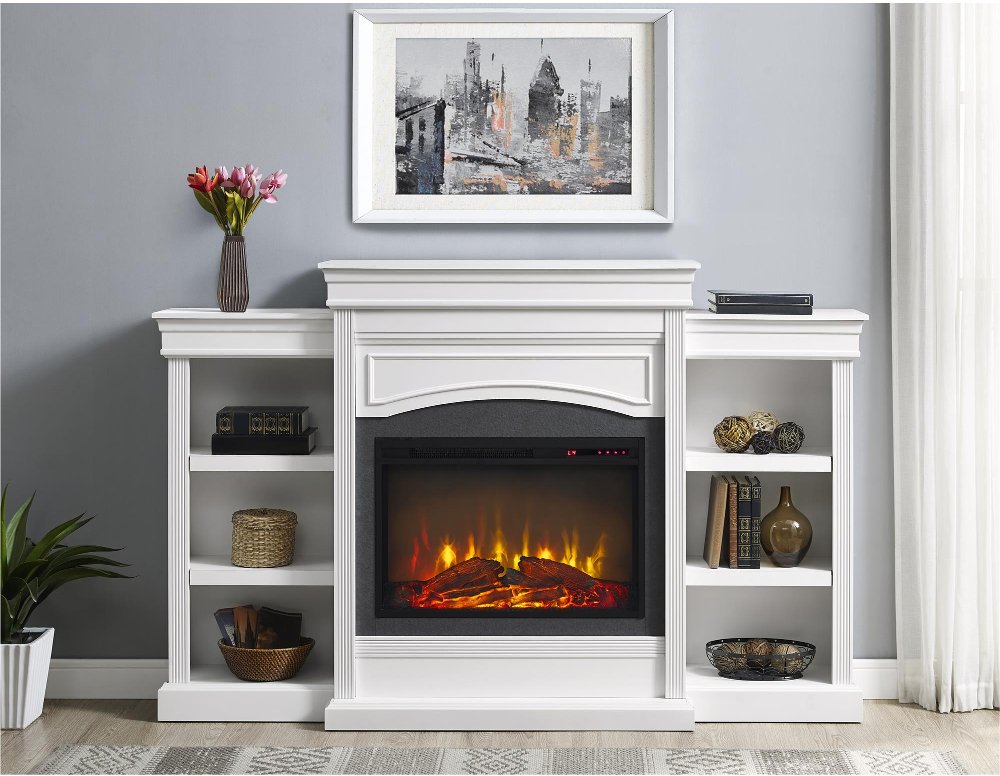 Lamont Transitional White Mantel Fireplace