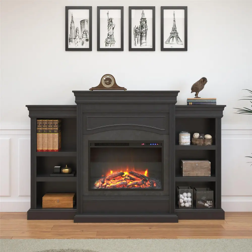 Lamont Transitional Black Mantel Fireplace-1