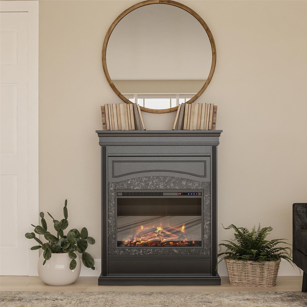 112594750 Lamont Transitional Black Electric Fireplace sku 112594750