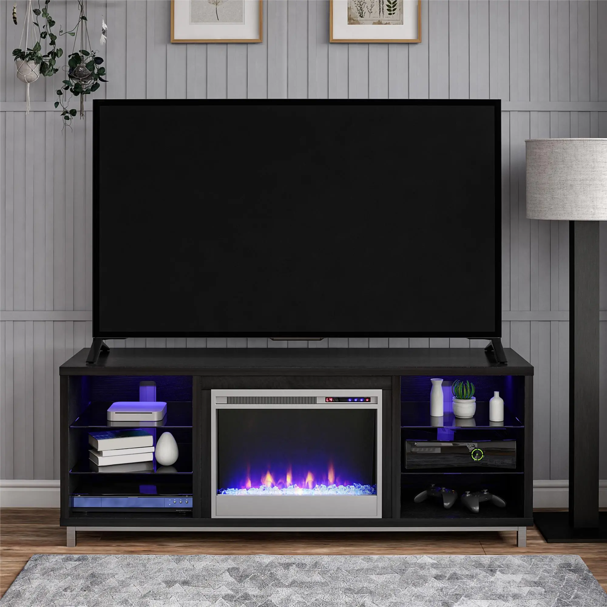Lumina Black Oak 65 Fireplace TV Stand