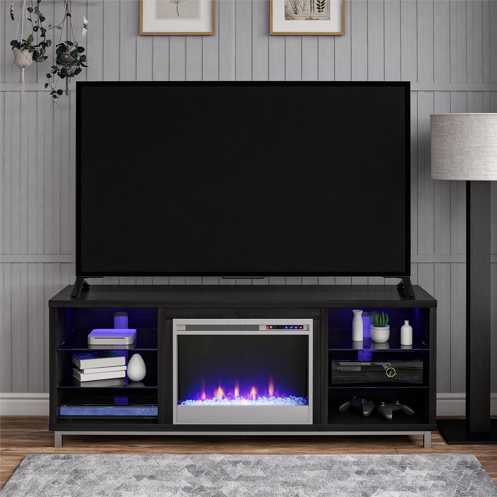 112594778 Lumina Black Oak 65 Fireplace TV Stand sku 112594778