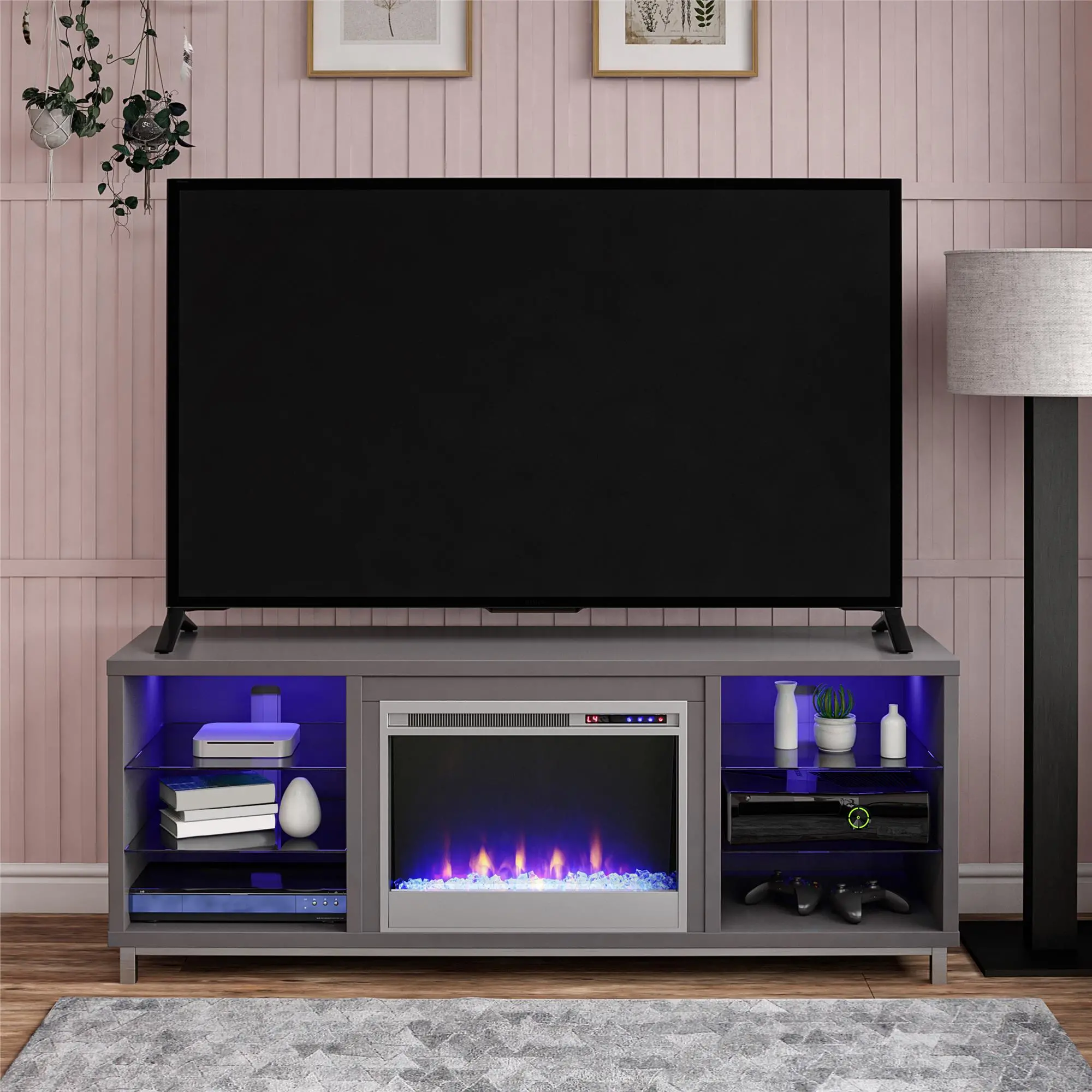 1822296COM Lumina Modern Graphite Gray Fireplace TV Stand sku 1822296COM