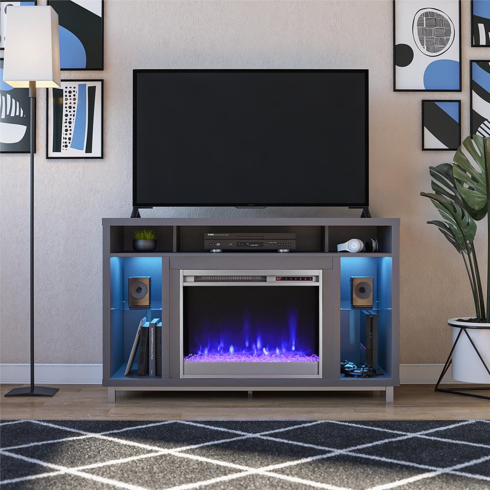 Lumina Modern Graphite Gray Fireplace TV Stand