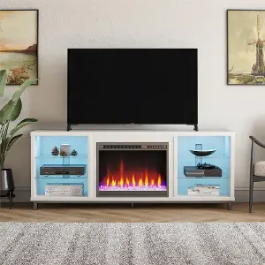 Modern white fireplace store tv stand