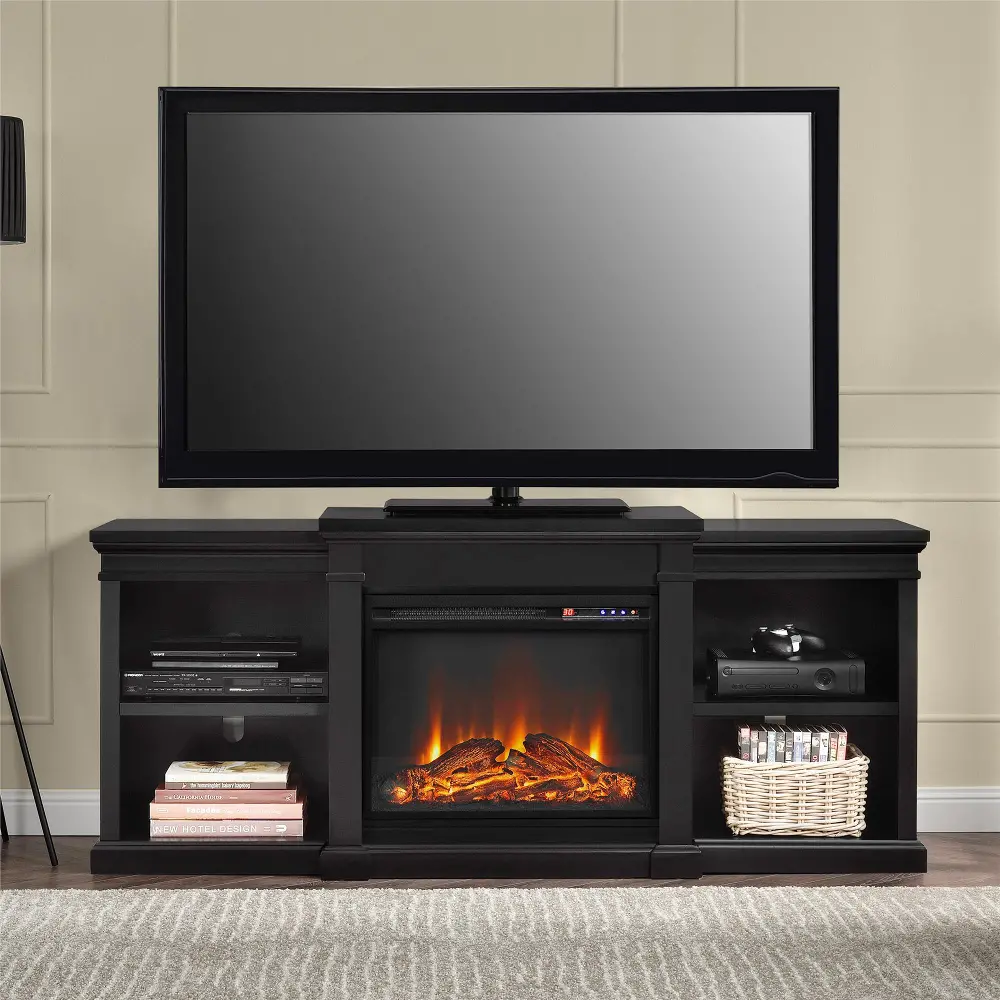 Manchester Transitional Black Electric Fireplace TV Stand-1