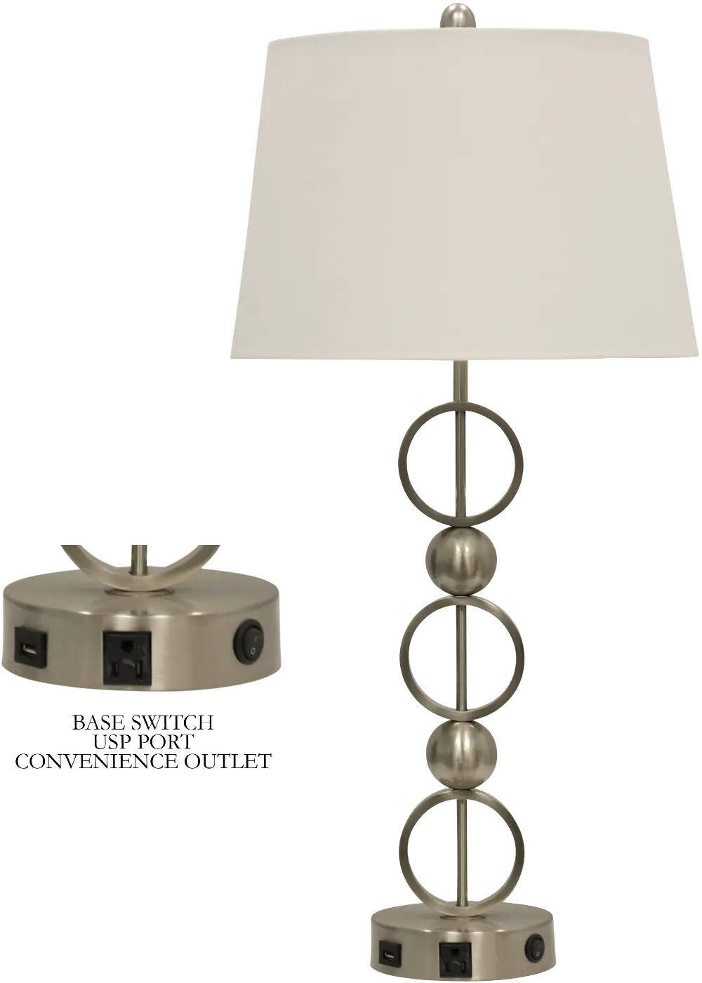 31 Inch Brushed Steel Table Lamp-1
