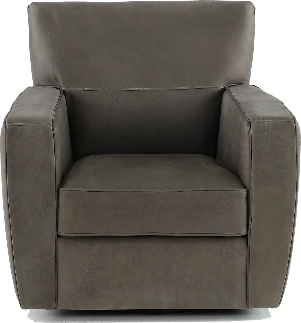 Alabama Pewter Gray Leather Swivel Chair-1