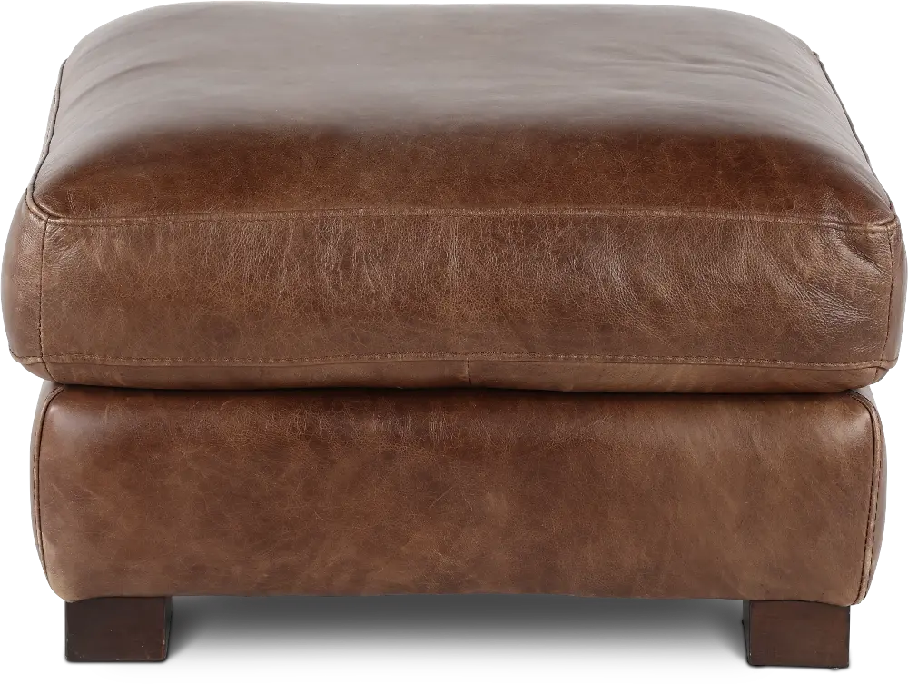 Utah Brown Leather Ottoman-1