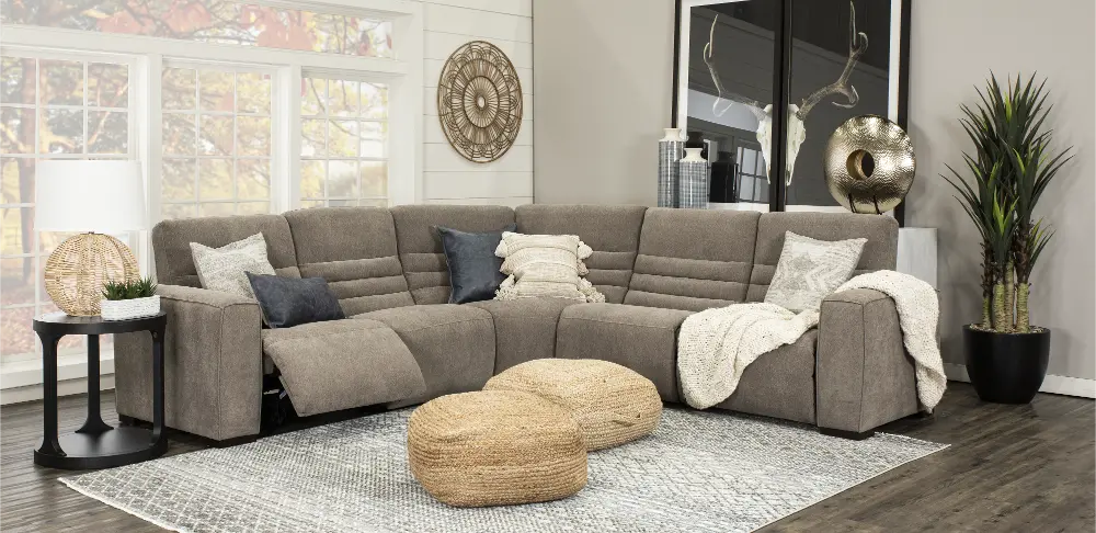Midway Ash Gray 5-Piece Power Reclining Sectional-1