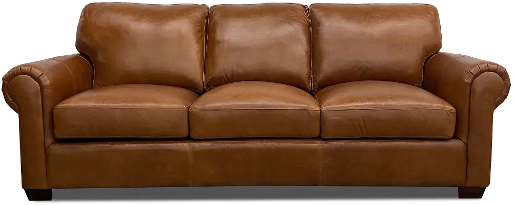 Saddle Brown Leather Sofa-1