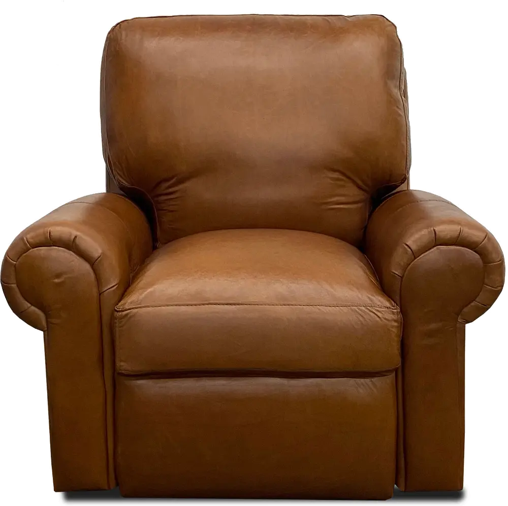 Saddle Brown Leather Power Recliner-1