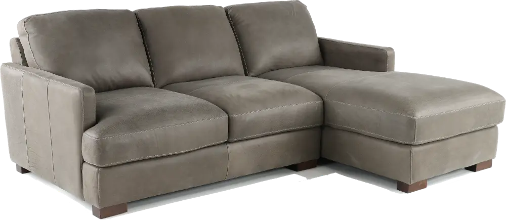 Alabama Pewter Gray Leather 2 Piece Chaise Sectional-1