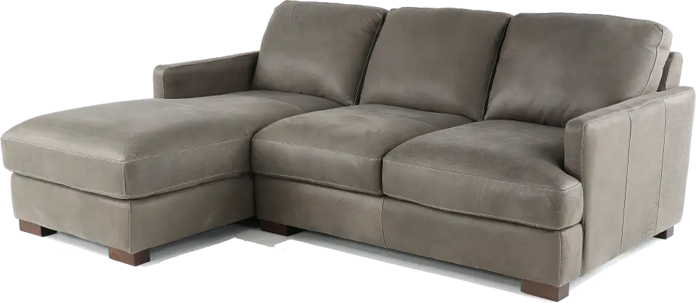 Alabama Pewter Gray Leather 2 Piece Chaise Sectional-1
