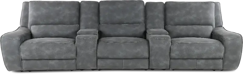 Sauvage Coal Power Reclining Home Theater Sectional