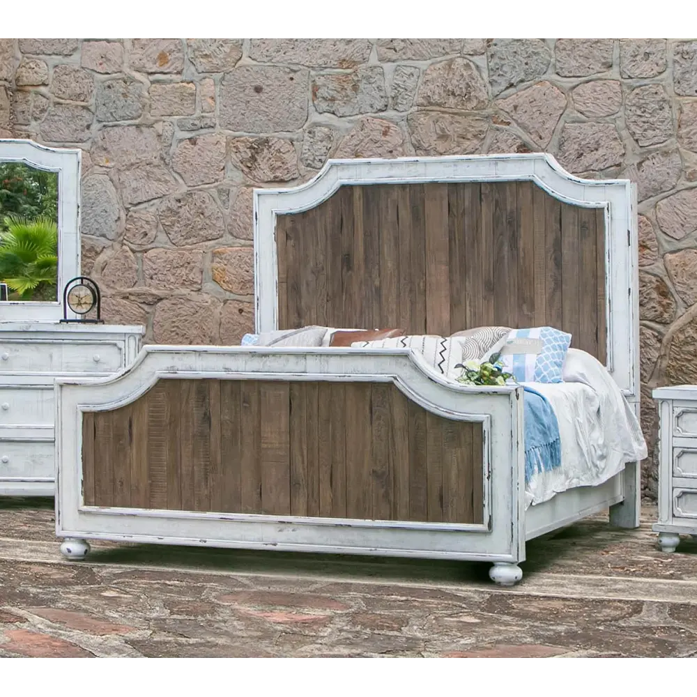Aruba Rustic White and Natural Queen Bed-1