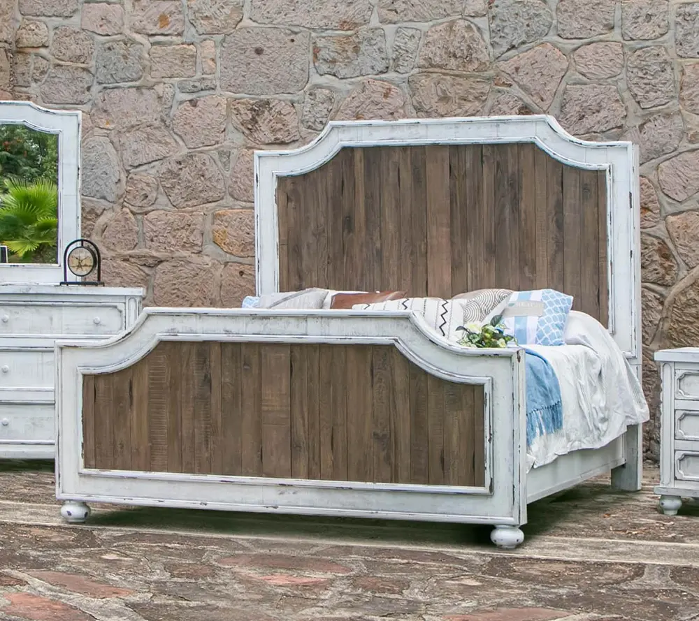 Aruba Rustic White and Natural King Bed-1