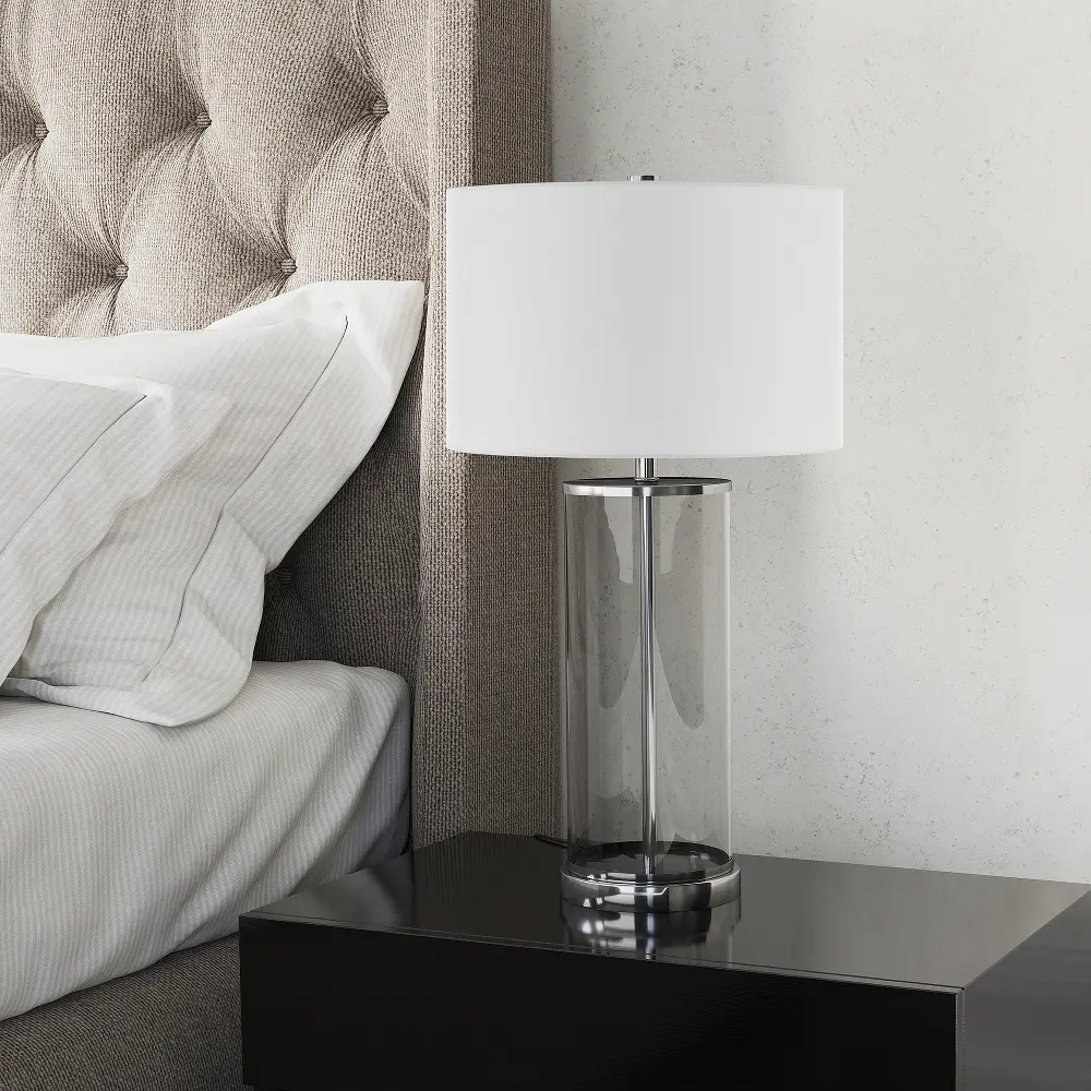 Rowan Clear Glass and Polished Nickel Table Lamp-1