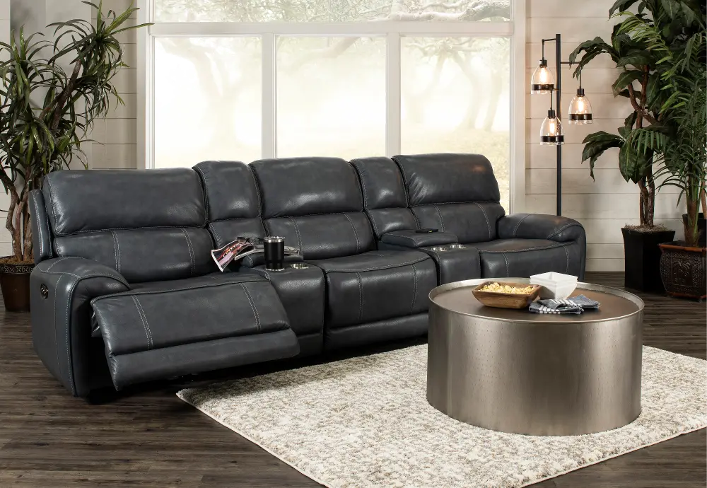 Mickey Charcoal 5 Piece Power Reclining Theater Sectional-1