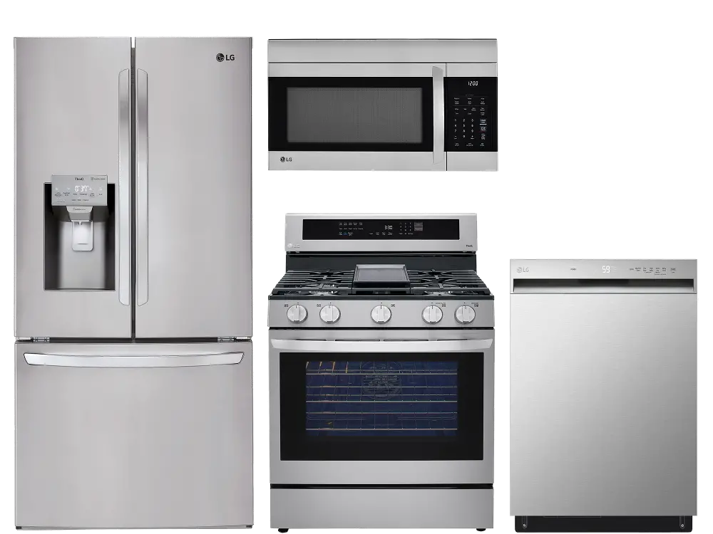 .LG-4PC-3DR-GAS-AFRY LG 4 Piece Gas Kitchen Appliance Package - Stainless Steel-1
