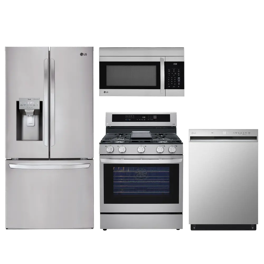 KIT LG 4 Piece Gas Kitchen Appliance Package - Stainless Steel-1