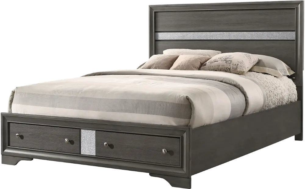 Regata Gray and Silver King Storage Bed-1
