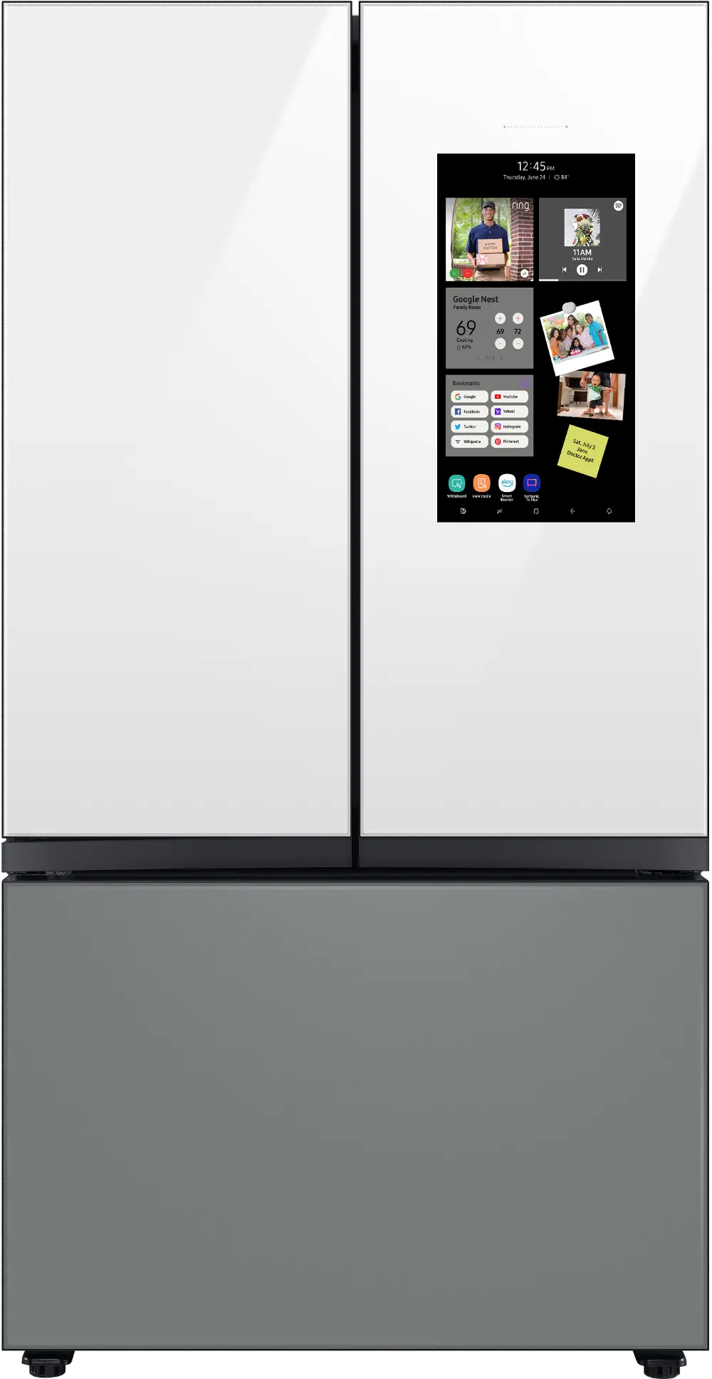 RF24BB69006M Samsung Bespoke 24 cu ft French Door Refrigerator - Counter Depth Gray & White Glass-1