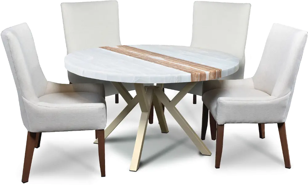 Spectrum Onyx and Cream 5 Piece Dining Room Set with Cream Chairs-1