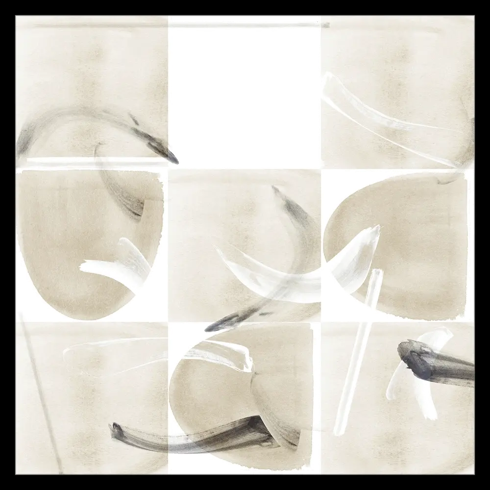 Beige, Black And White Framed Canvas II-1