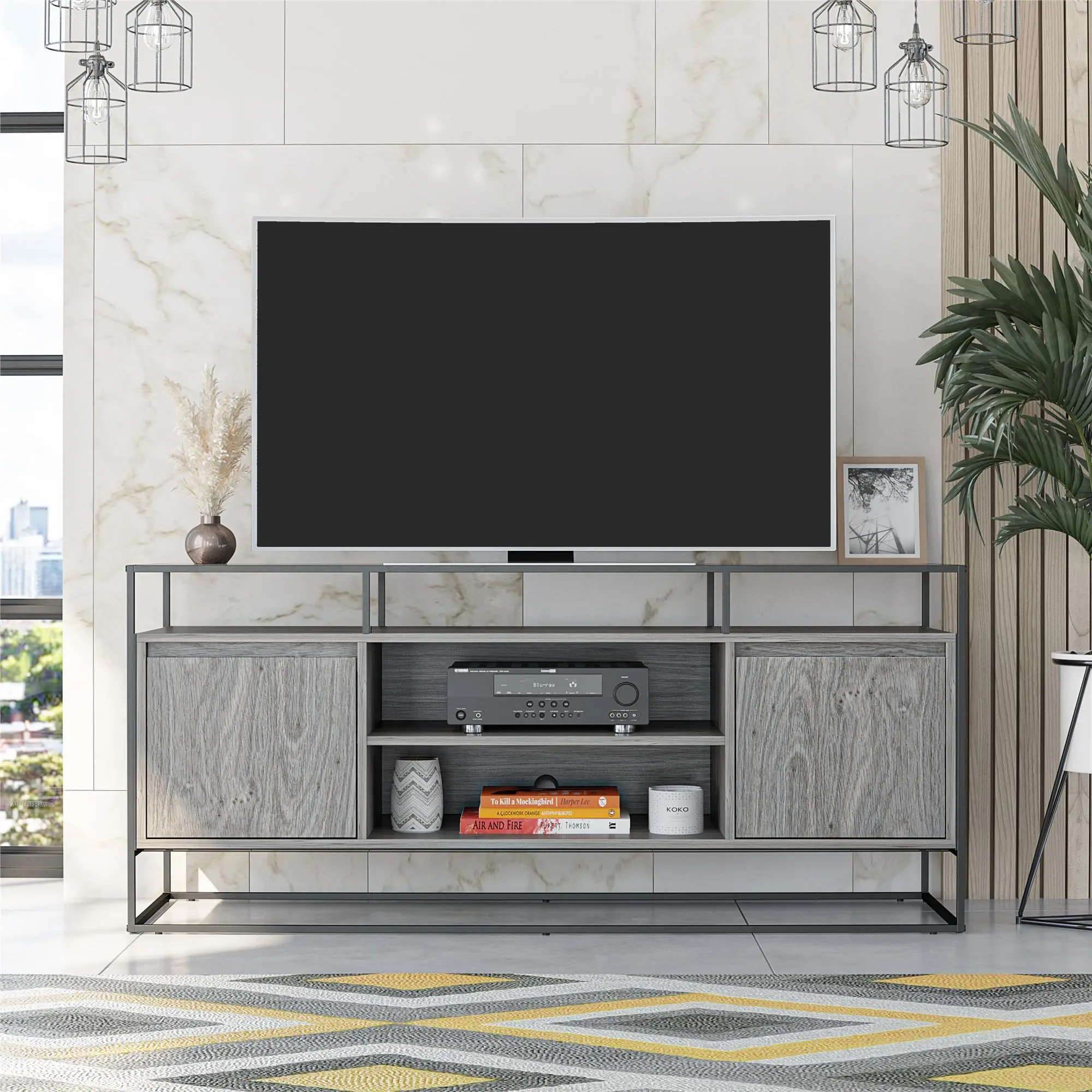Grey oak tv stand discount