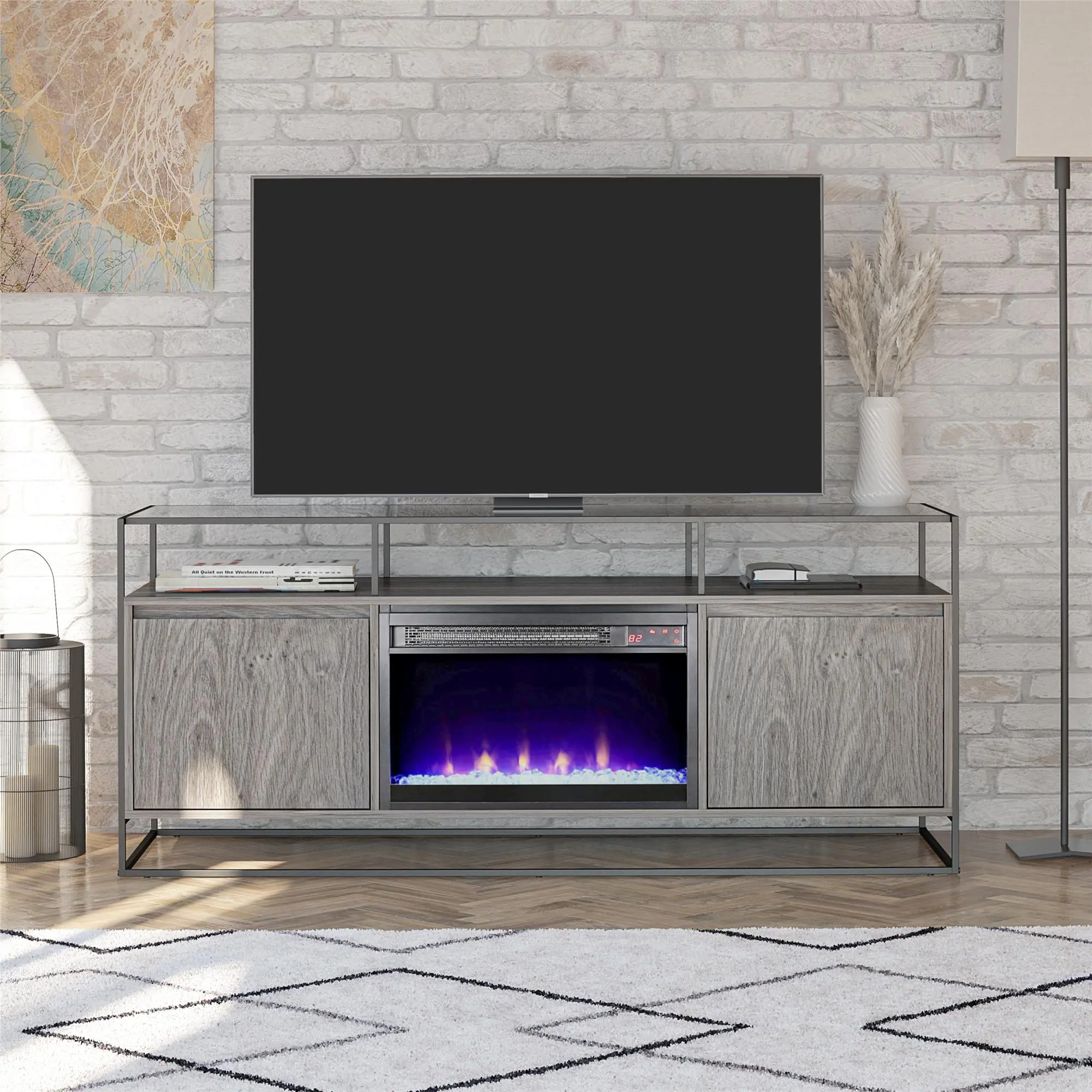 Camley Gray Oak 60 Fireplace TV Stand