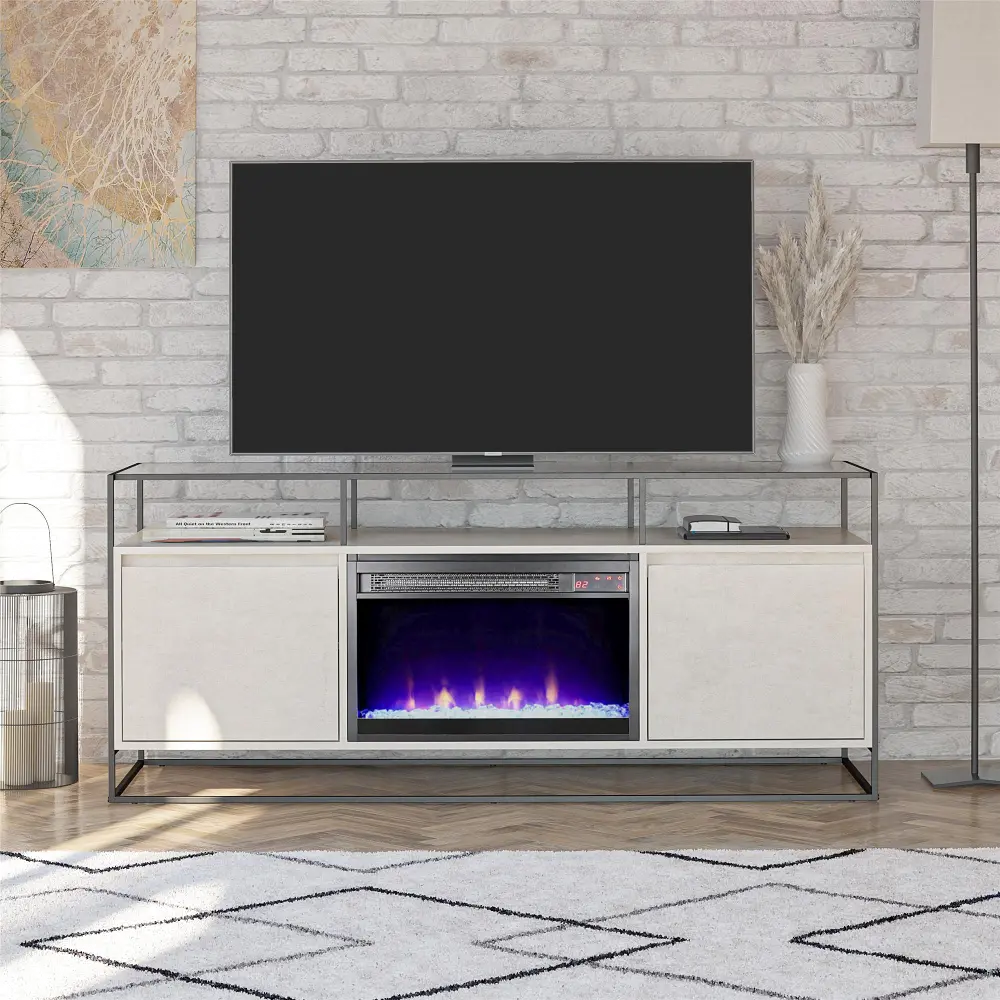 Camley White 60  Fireplace TV Stand-1