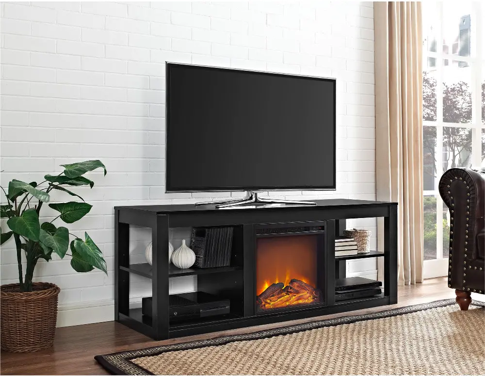 Parsons Black 60  Electric Fireplace TV Stand-1