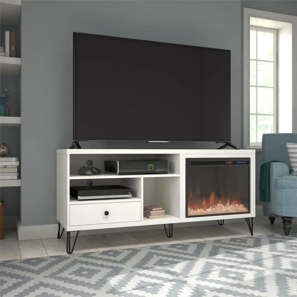 Owen White 60  Fireplace TV Stand-1