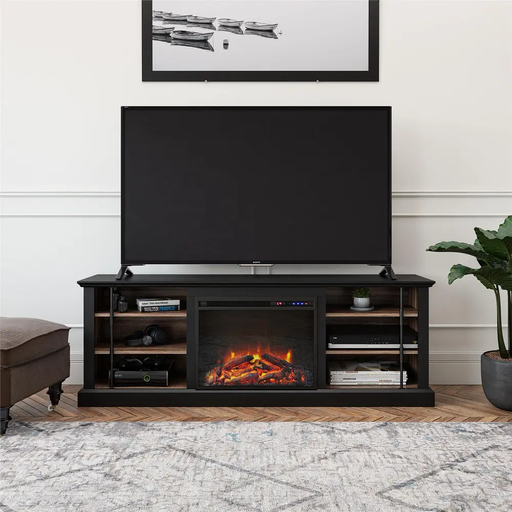 Hoffman Two-Toned 70  TV Stand with Fireplace-1